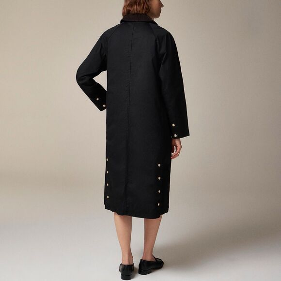 NWT J.Crew Women's Petite Long Barn Jacket in Black Waxed Cotton Twill Size XXSP - Picture 3 of 16